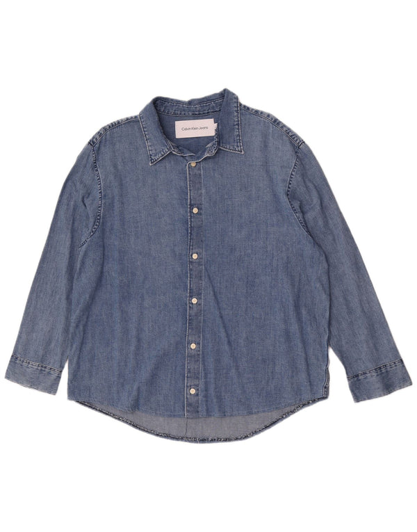 Calvin Klein Jeans Chemise en jean pour homme Large Bleu