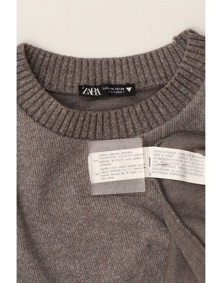 Zara Pull col bateau pour femme UK 14 Gris moyen Polyester
