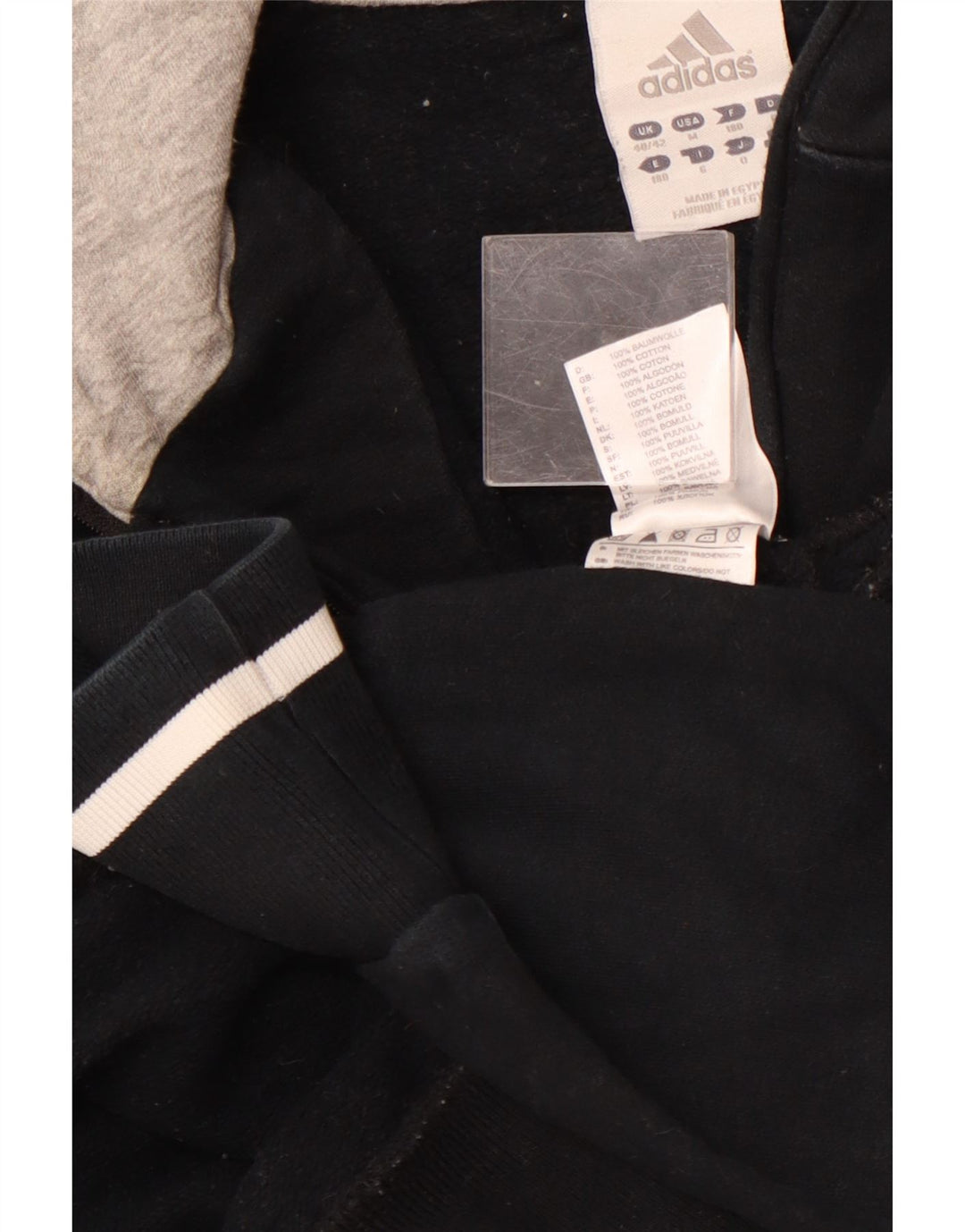 ADIDAS Pull à capuche graphique pour homme avec col zippé UK 40/42 Bleu marine moyen