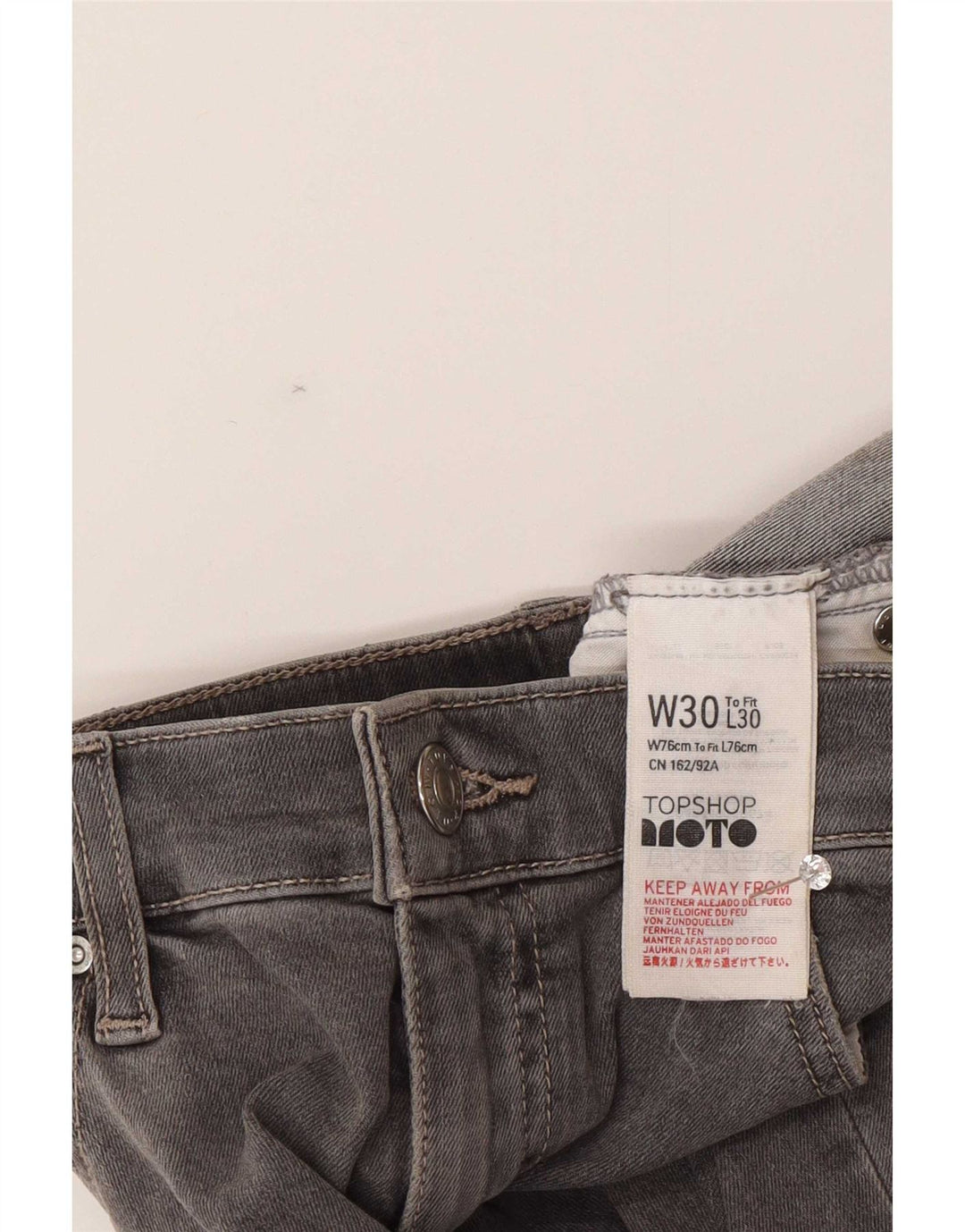 Topshop Jean slim effet vieilli W30 L26 en coton gris pour femme