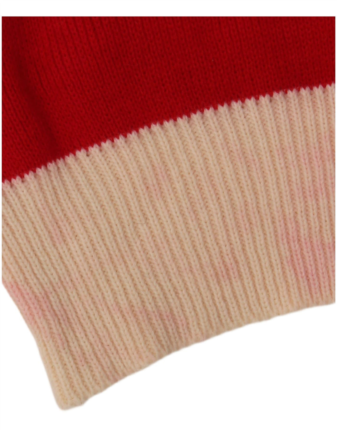 VINTAGE Pull col polo femme IT 48 XL Rouge Colorblock Acrylique