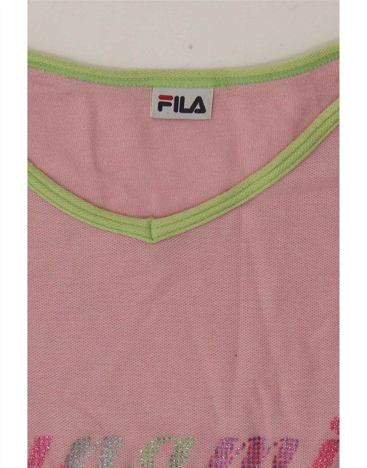 Fila Haut graphique à manches longues pour femme UK 14 Rose moyen