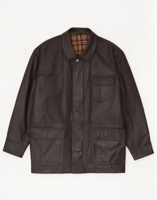 veste en cuir homme vintage UK 40 Grand Noir