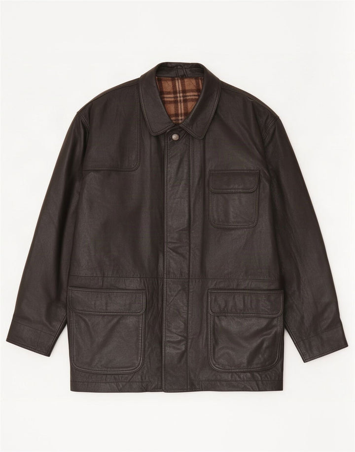 veste en cuir homme vintage UK 40 Grand Noir