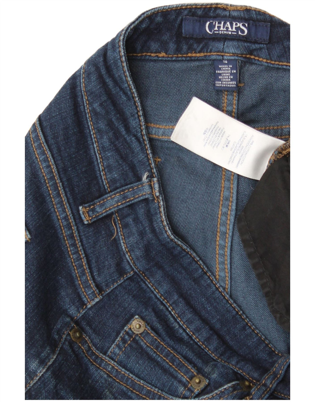 Chaps Jean droit pour femme US 14 XL W38 L31 Bleu Coton