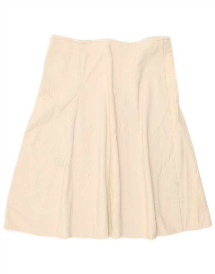 Zara Femme Jupe En Velours Côtelé Moyen W28 Coton Blanc