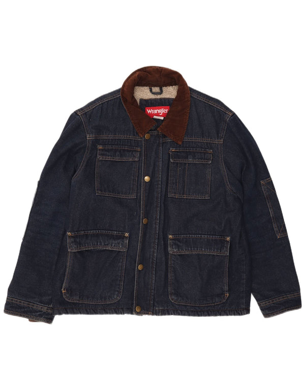 Wrangler Veste en jean Sherpa pour homme UK 40 Large Bleu Coton