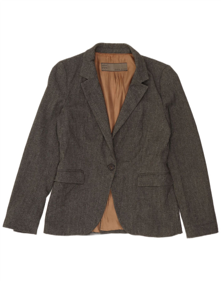 Zara Veste Blazer 1 Bouton Femme UK 12 Gris Moyen Polyester