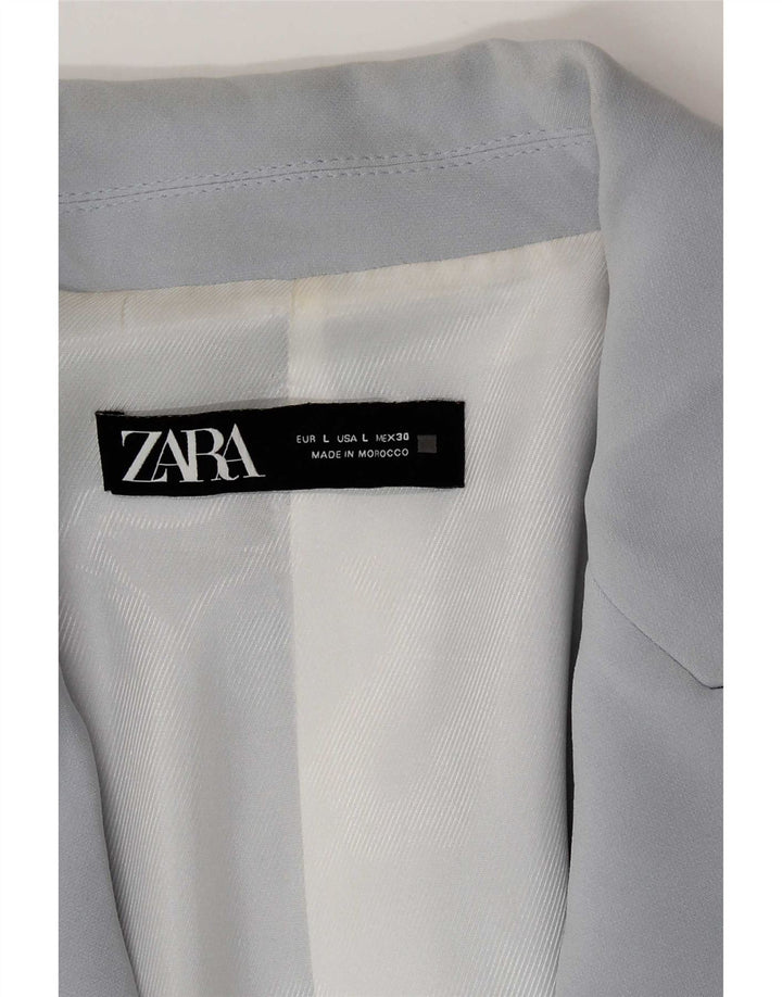 Zara Veste blazer ouverte à manches 3/4 pour femme UK 16 Large Bleu