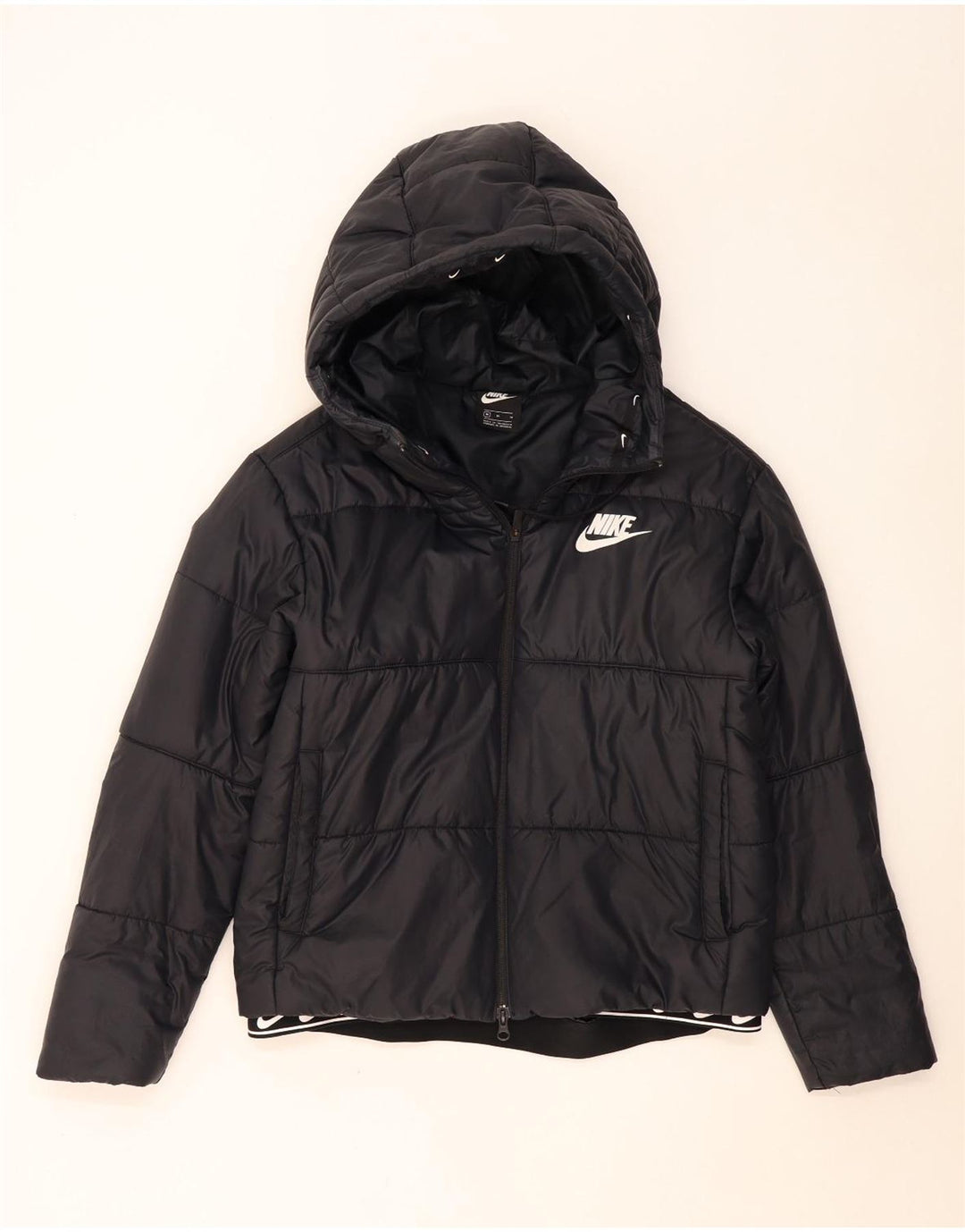 Nike Veste matelassée à capuche pour femme UK 14 Polyester noir moyen