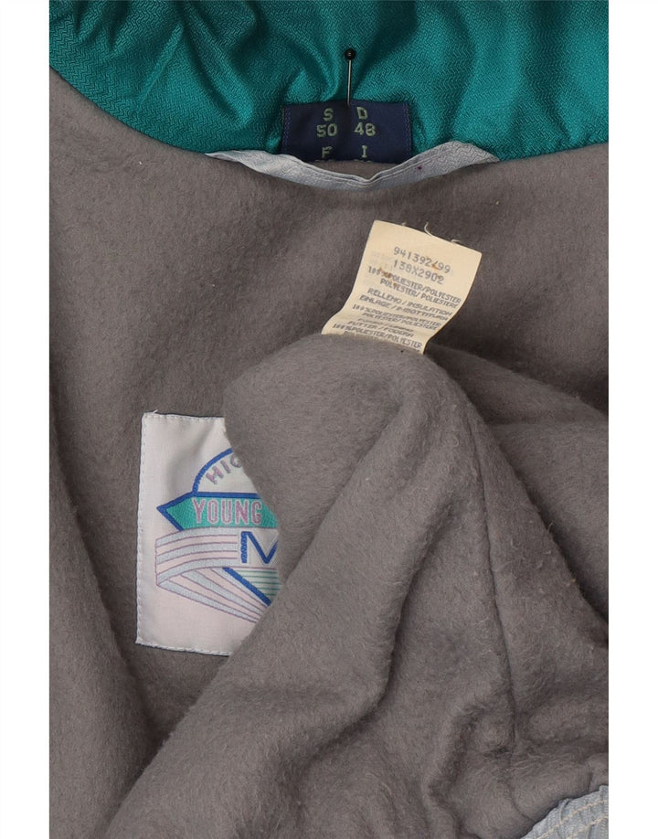 vintage Mens Graphic Ski Jacket EU 48 Medium Green Colourblock Polyamide
