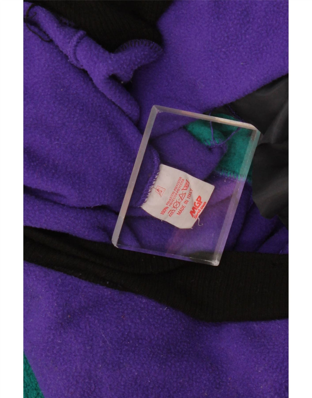 VINTAGE Femme Pull polaire surdimensionné UK 10 Petit Purple Colourblock