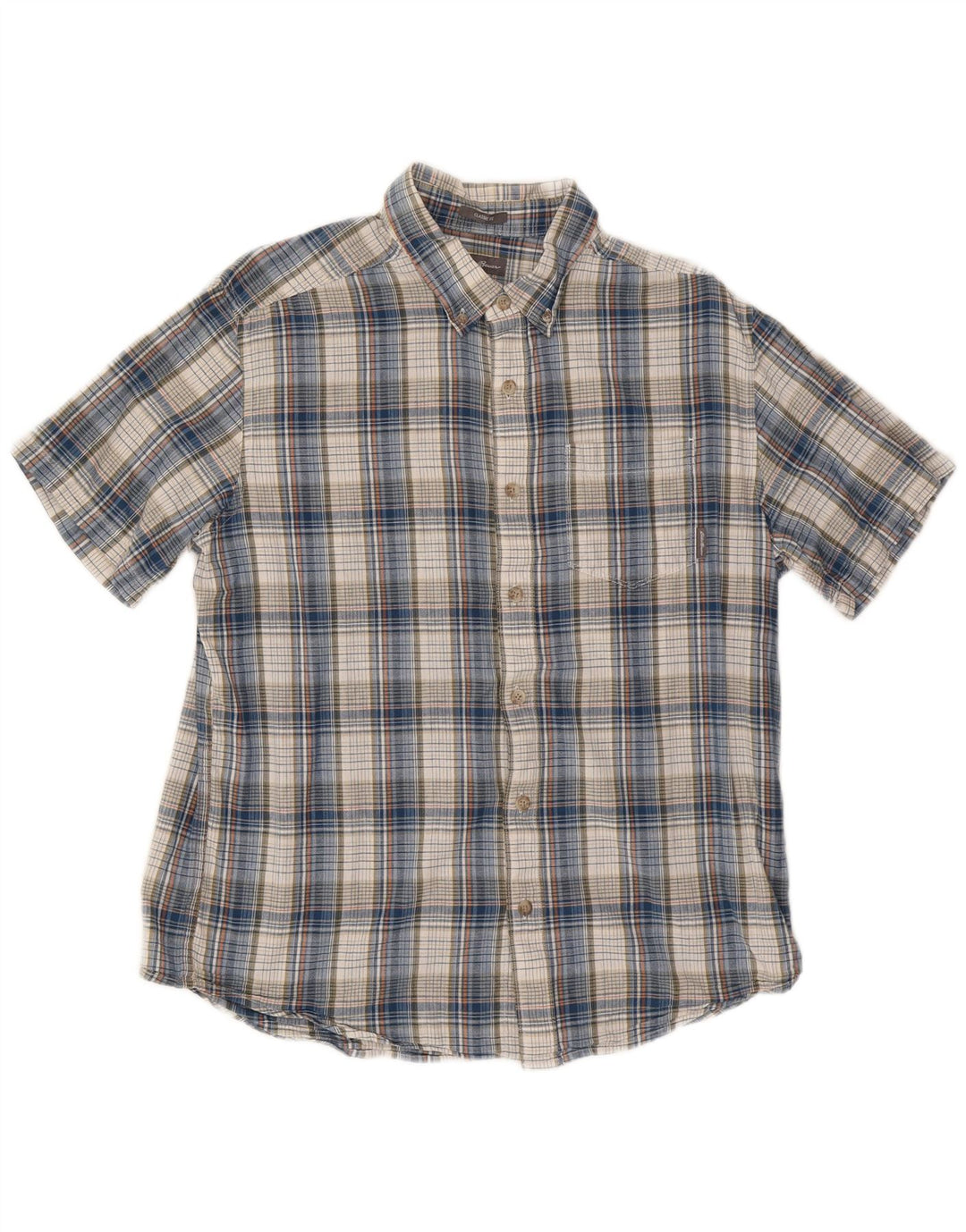 EDDIE BAUER Chemise classique à manches courtes pour homme en coton à carreaux bleus