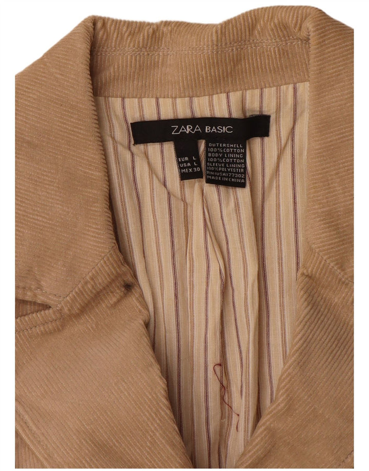 Zara Veste blazer en velours côtelé à 3 boutons pour femme UK 14 Grand coton beige