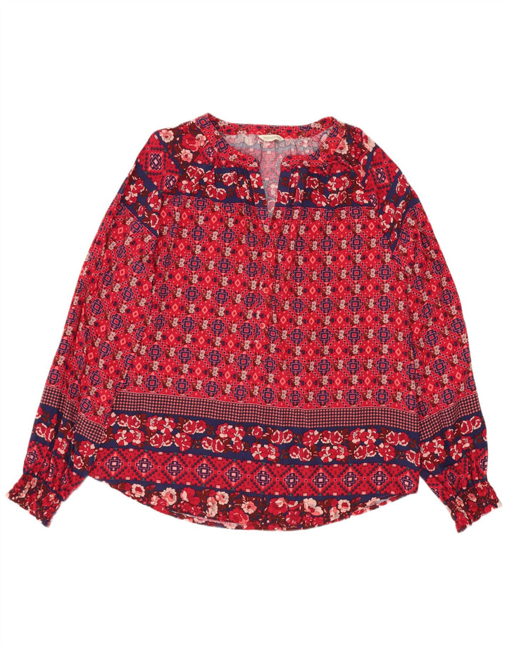 Monsoon Chemisier à manches longues pour femme UK 44 Large Viscose géométrique rouge