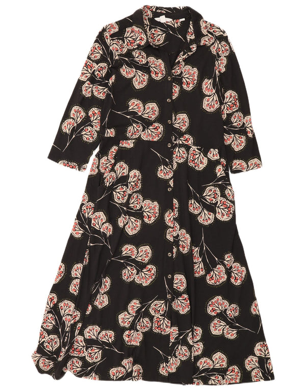 Robe chemise longue à manches 3/4 White Stuff pour femme UK 42, noir moyen à fleurs