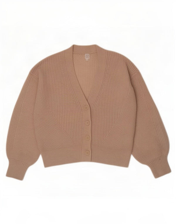 John Lewis Womens Oversized Cardigan Sweater UK 10 Small Beige Wool