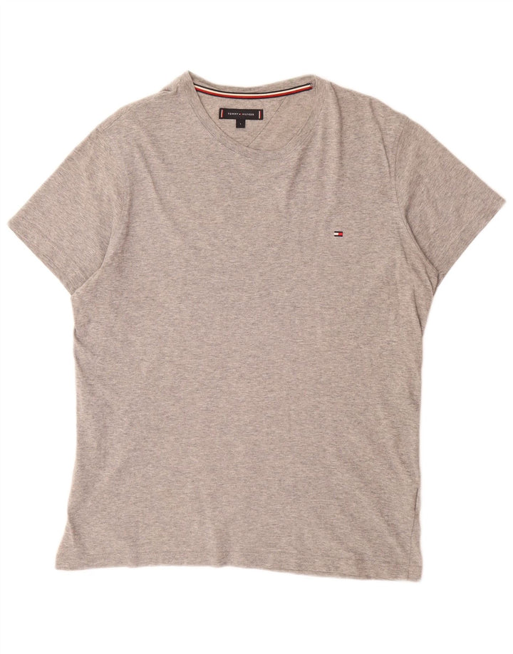 TOMMY HILFIGER T-Shirt Homme Top Large Gris Coton