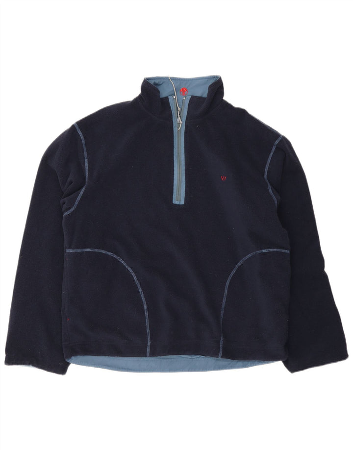 Fat Face Pull Polaire Réversible Col Zippé Homme Bleu Marine Moyen Polyester