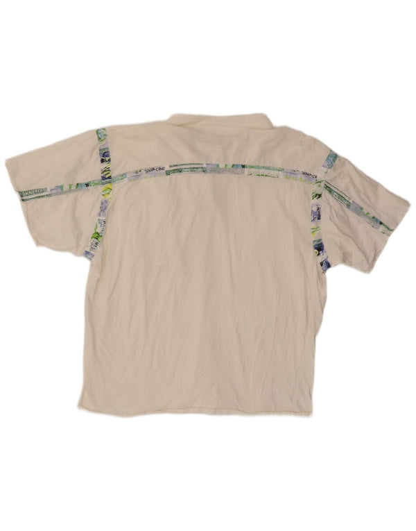 vintage Mens Zip Neck Graphic T-Shirt Top IT 54 XL Coton Blanc