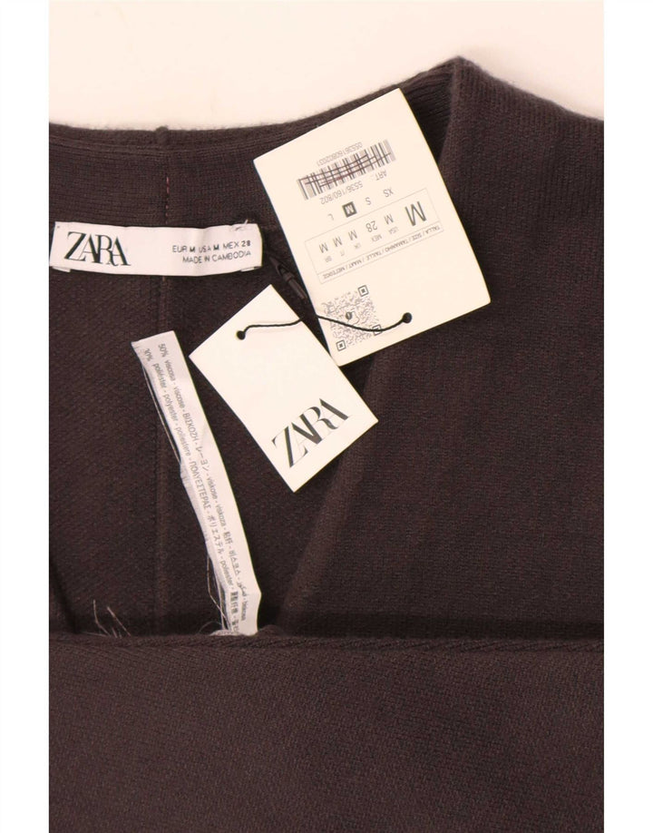 Zara Cardigan Femme Pull UK 12 Gris Moyen Viscose