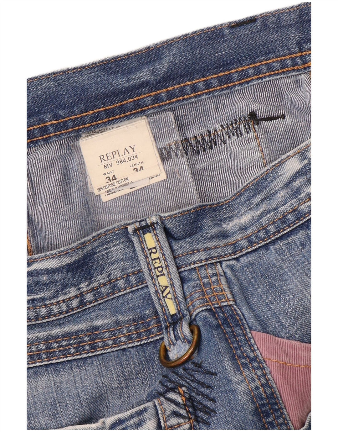 Replay Jean droit homme W34 L34 bleu coton