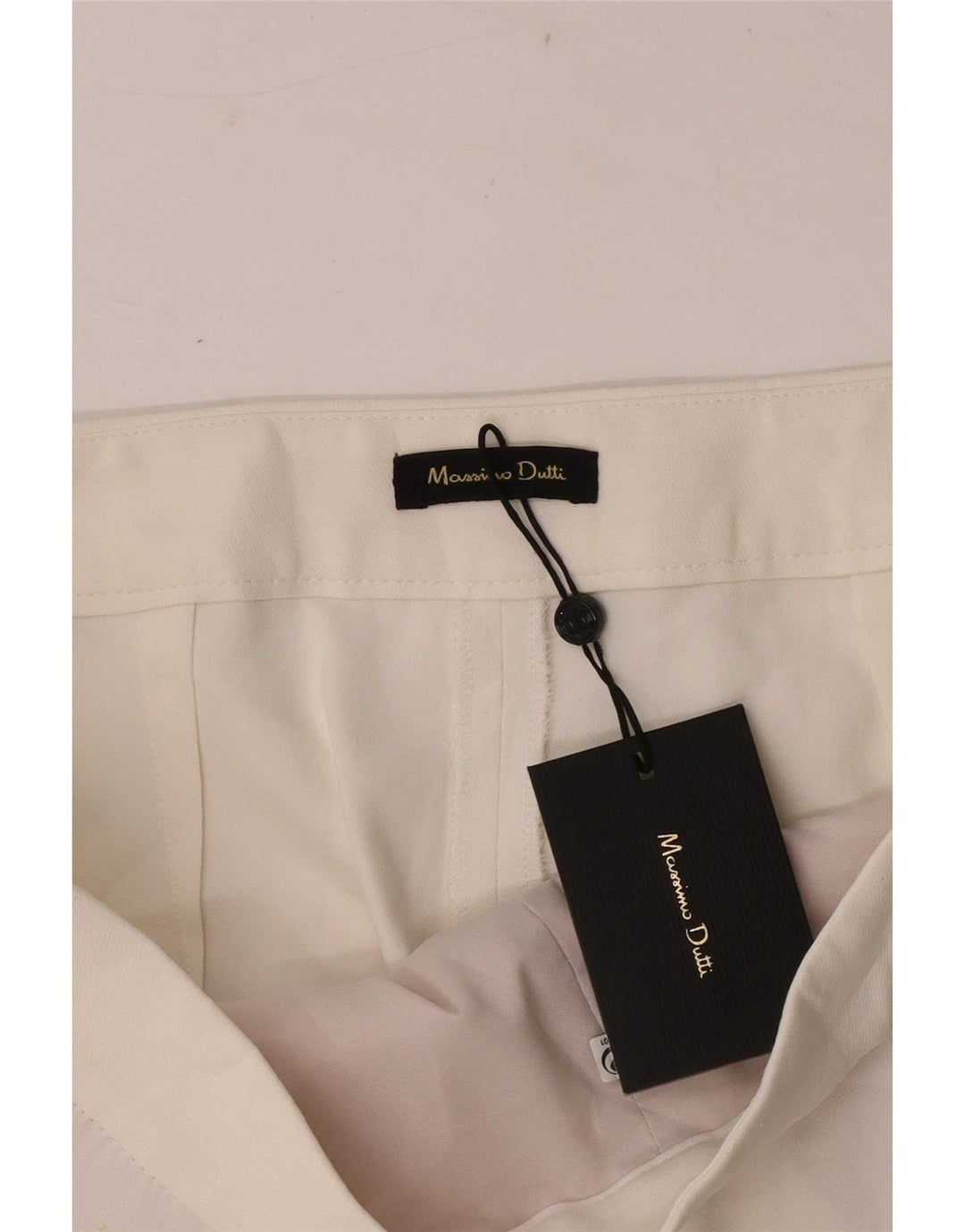 Massimo Dutti Pantalon Capri Femme EU 42 Large W32 L23 Viscose Blanc
