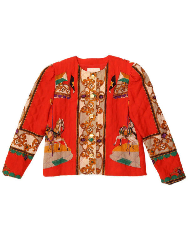 VINTAGE Veste blazer graphique 5 boutons pour femme IT 42 Orange moyen Paisley