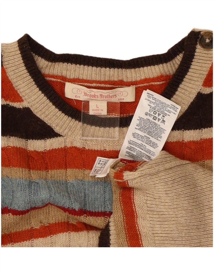 BROOKS BROTHERS Pull à col rond pour femme UK 16 Large Multicolore
