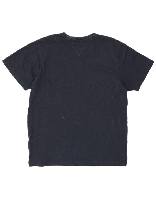 TOMMY HILFIGER T-shirt graphique pour femme UK 14 Bleu marine moyen Coton