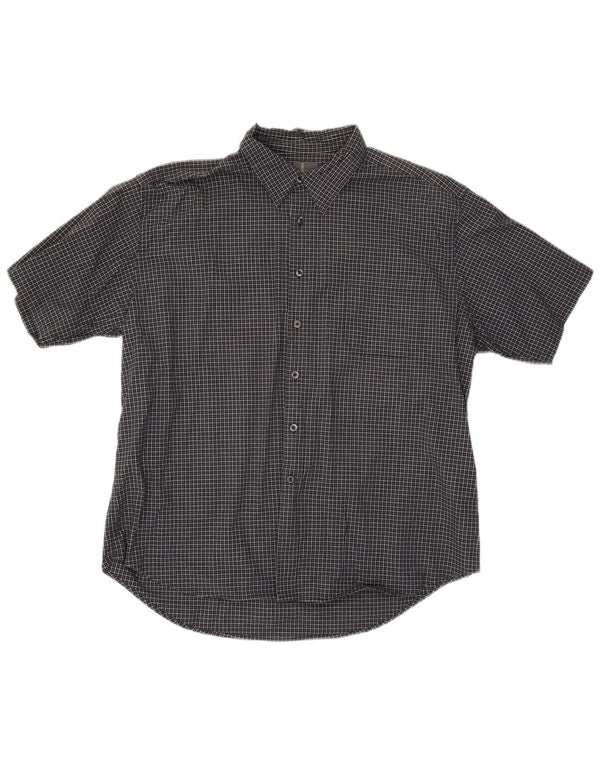 Dockers Chemise à manches courtes pour homme 2XL en coton à carreaux noirs