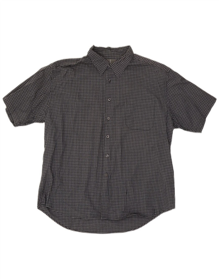 Dockers Chemise à manches courtes pour homme 2XL en coton à carreaux noirs