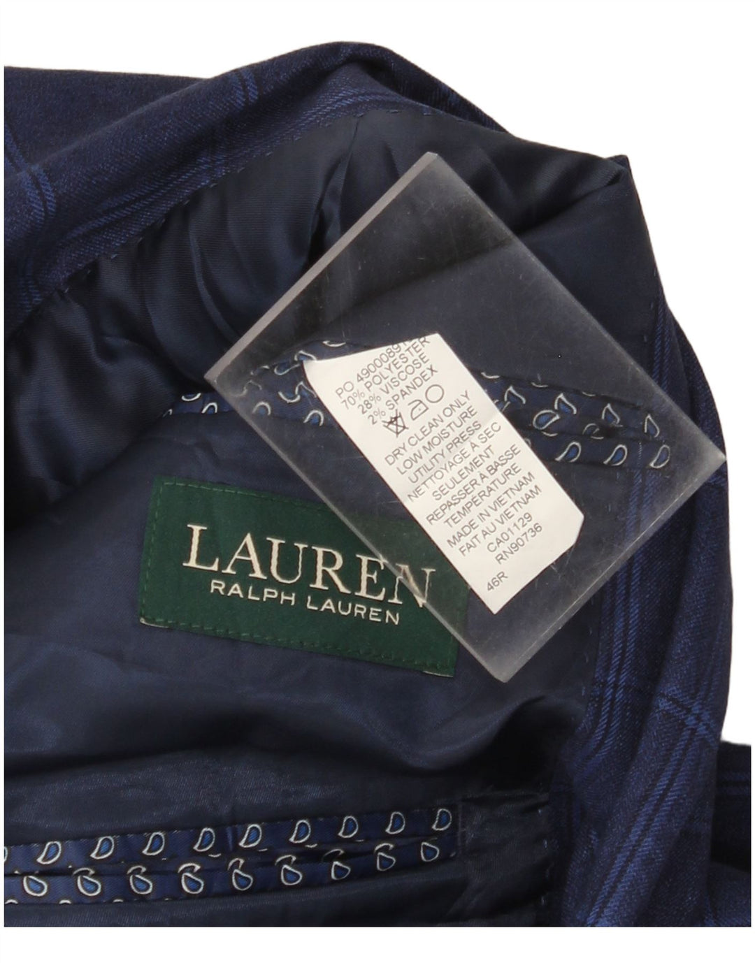 Ralph Lauren Veste blazer à 2 boutons pour homme UK 46 2XL Bleu marine à carreaux