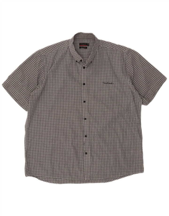Pierre Cardin Chemise à manches courtes pour homme Coupe régulière 3XL Gris à carreaux Polyester