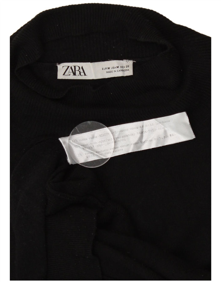 Zara Pull col roulé pour femme UK 14 Medium Noir Viscose