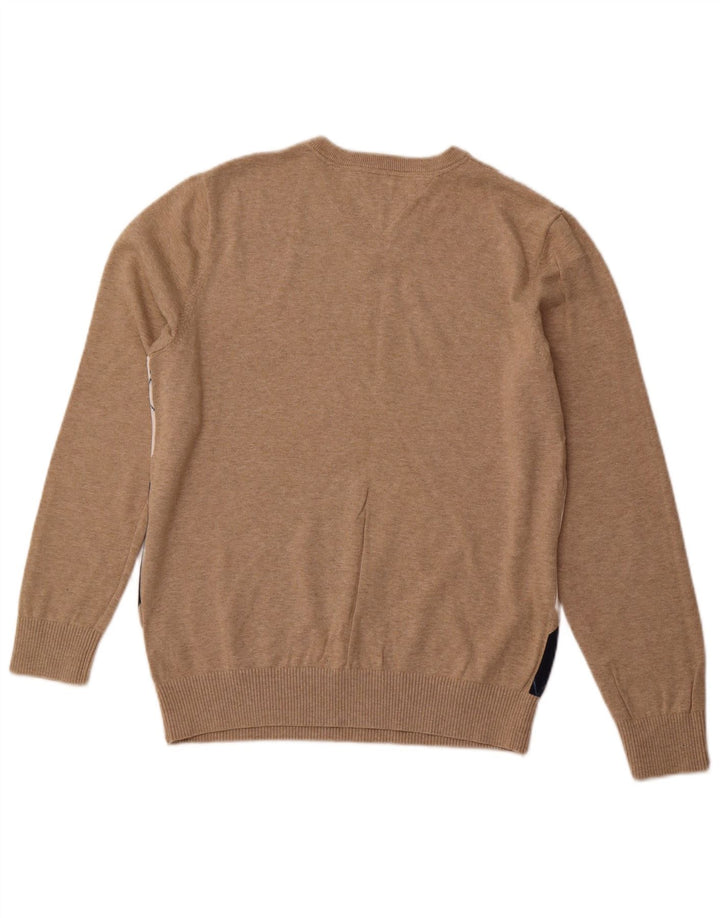 TOMMY HILFIGER Pull Col V Homme Beige Moyen Argyle/Diamant