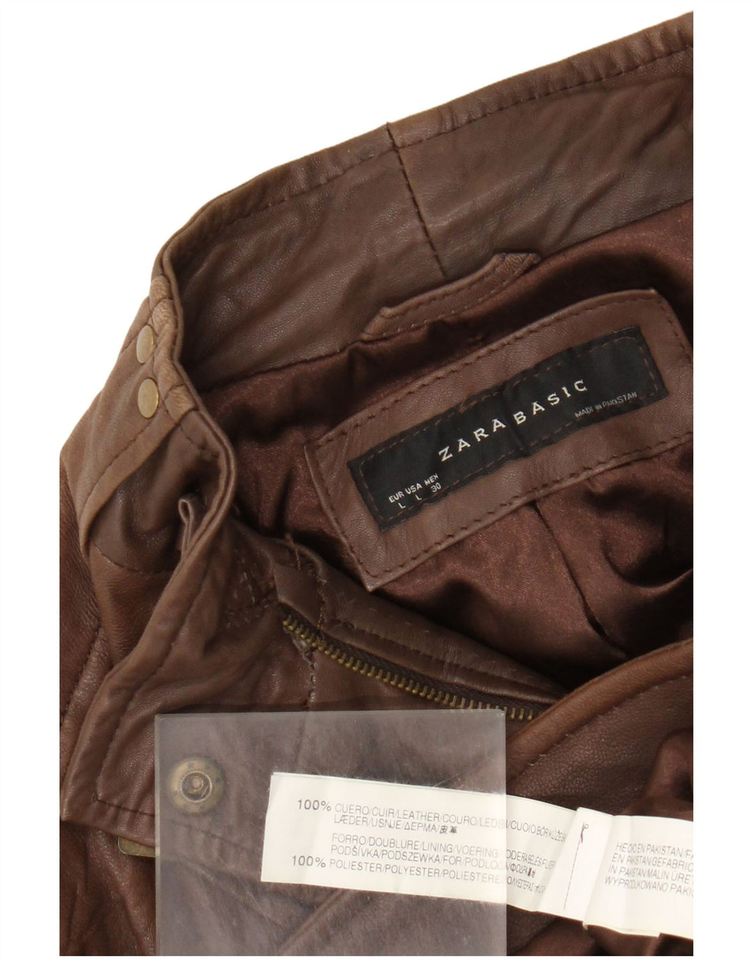 Zara Veste en cuir pour femme UK 14 Grand cuir marron