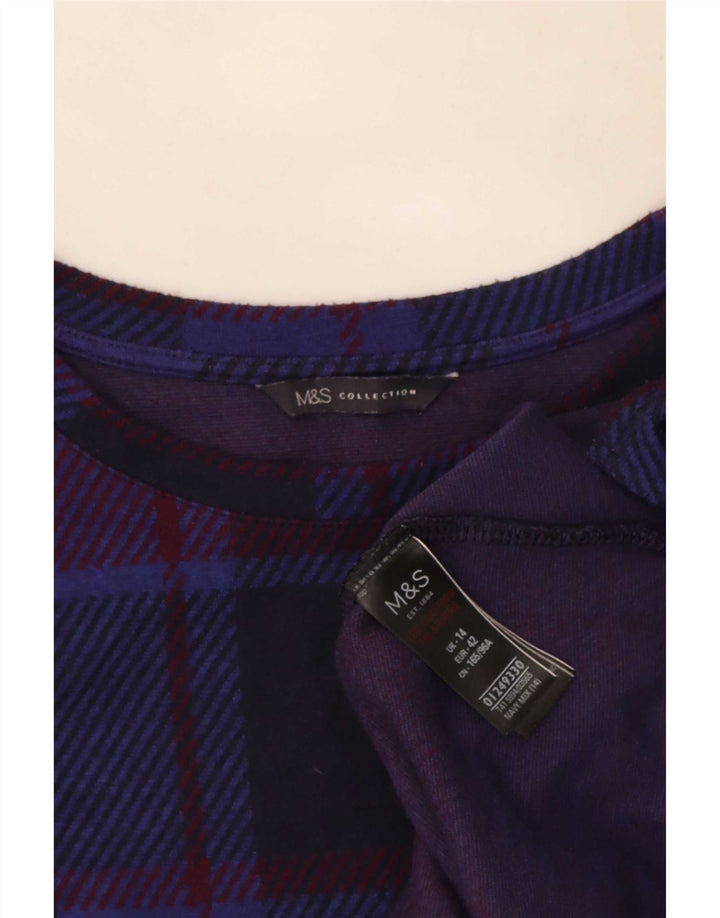 Marks & Spencer Haut à manches longues pour femme UK 44 Grand carreaux bleu marine