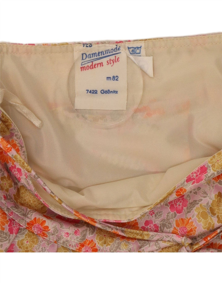 VINTAGE Jupe trapèze femme W26 Petit motif floral multicolore