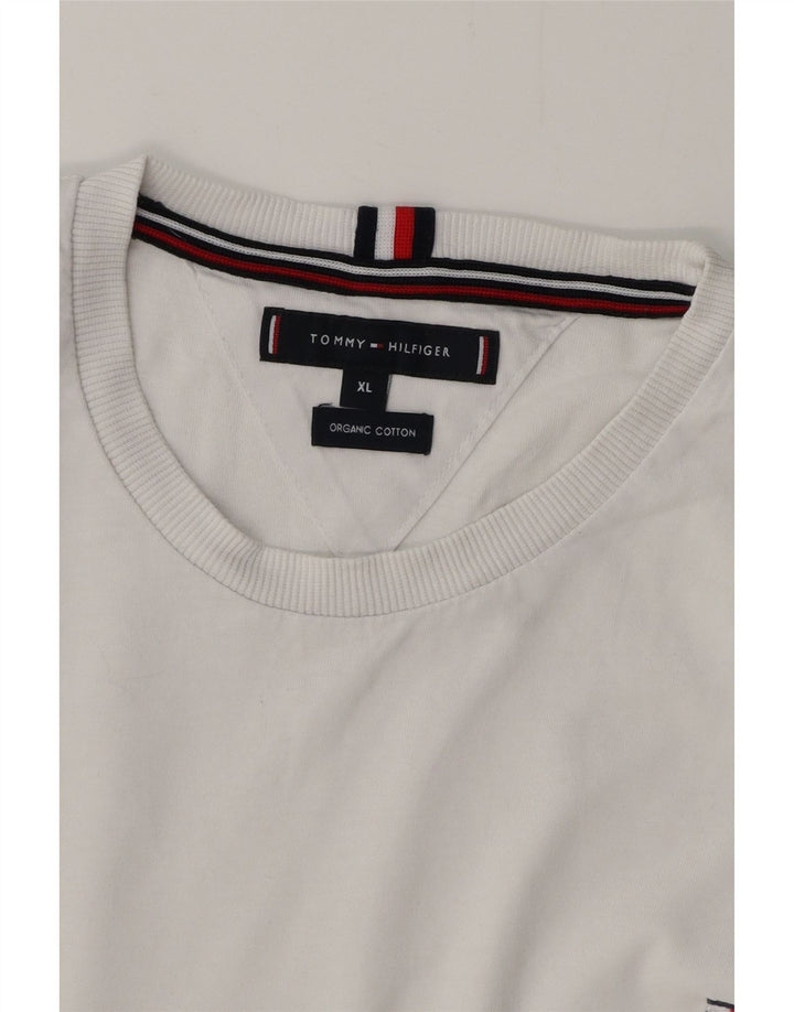 TOMMY HILFIGER T-Shirt Femme Top UK 18 XL Blanc Coton