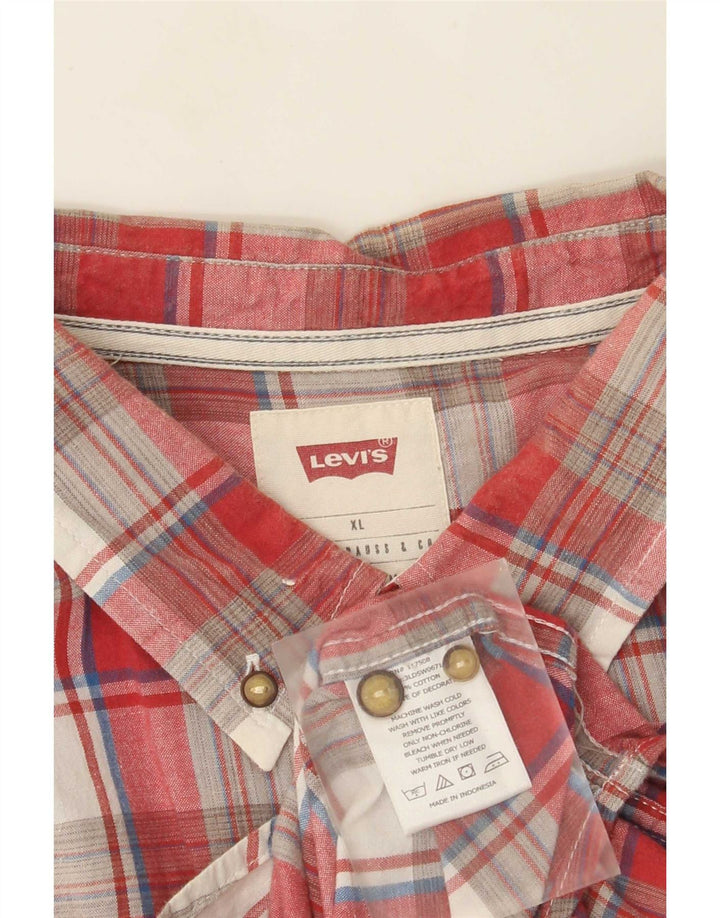 Levi's Chemise à Manches Courtes Homme XL Rouge Carreaux Coton