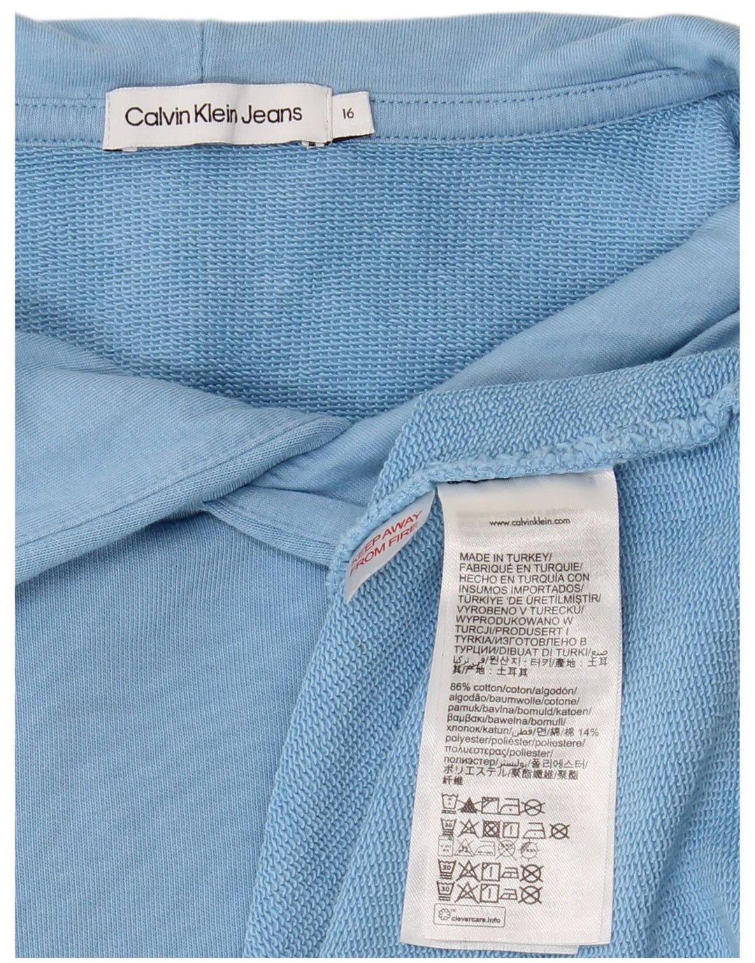 CALVIN KLEIN JEANS Pull à capuche garçon 15-16 ans Bleu Coton