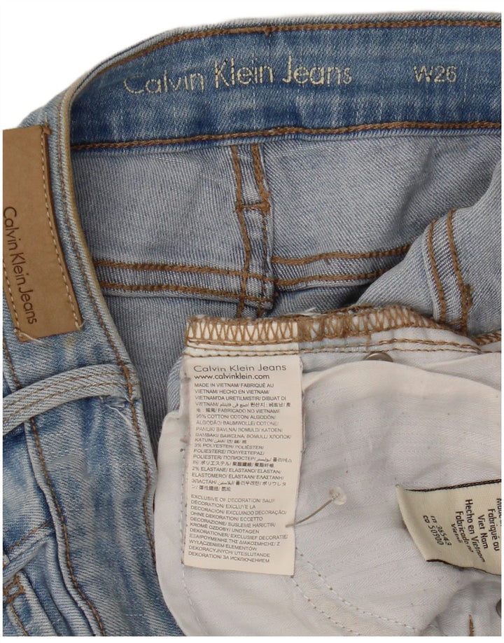 CALVIN KLEIN Femme Short En Jean W26 Petit Bleu Coton