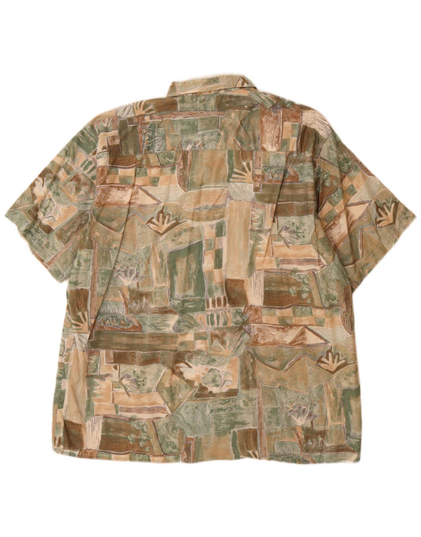 Vintage Homme Motif Abstrait Chemise à Manches Courtes UK 45/46 XL Multicolore