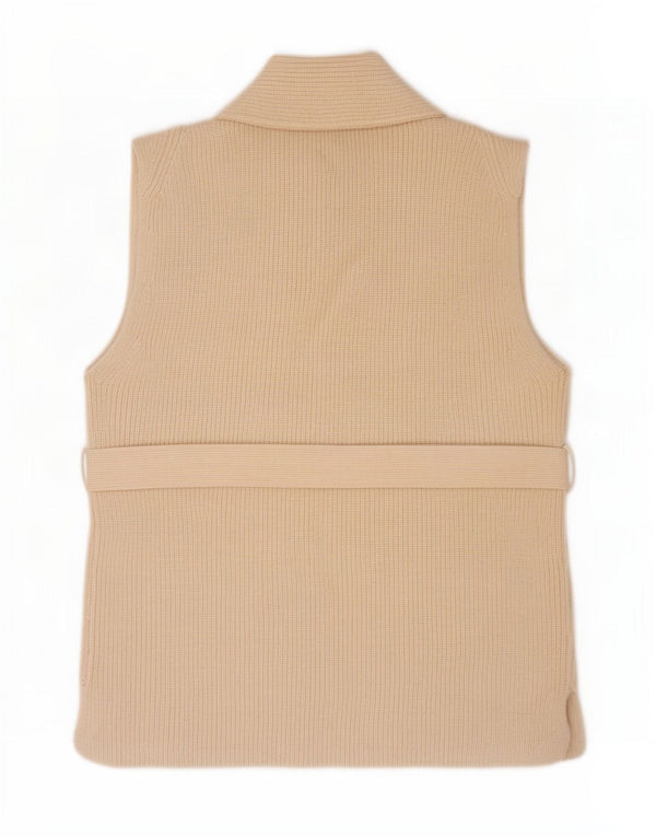 Zara Womens Cardigan sans manches Pull UK 10 Petit Acrylique Beige