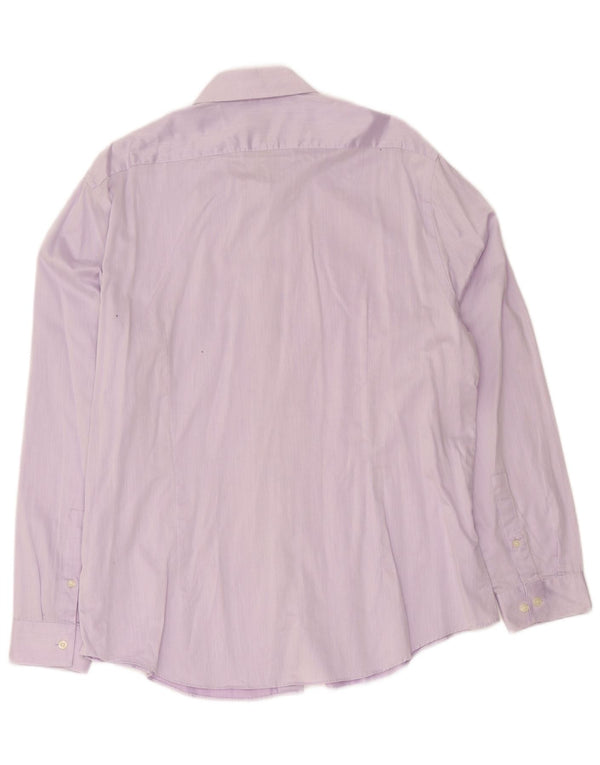 Calvin Klein Chemise slim fit pour homme Taille 44 17 1/2 XL Coton à fines rayures violet