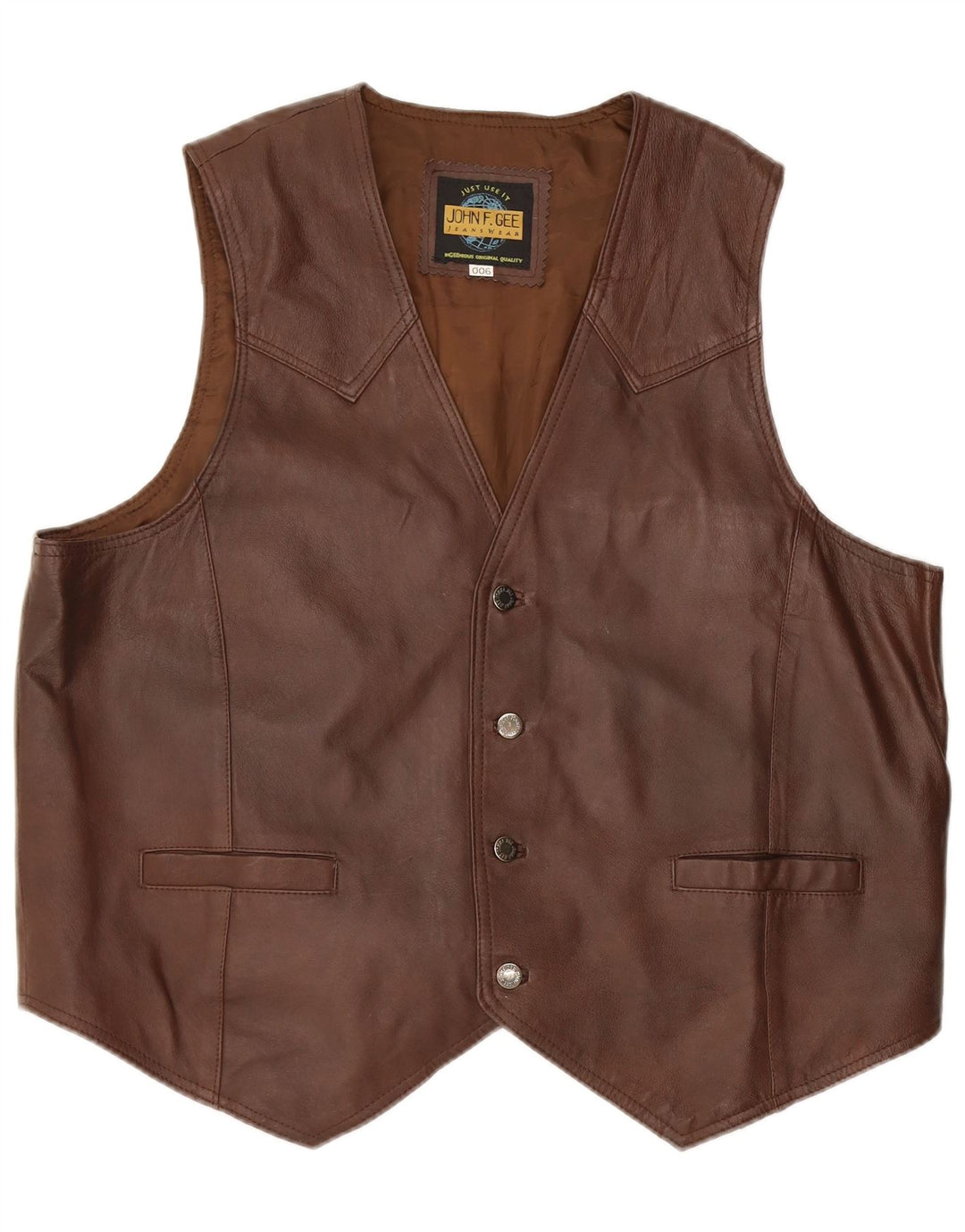 John F Gee Gilet en cuir pour homme XL Marron