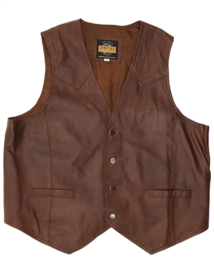 John F Gee Gilet en cuir pour homme XL Marron