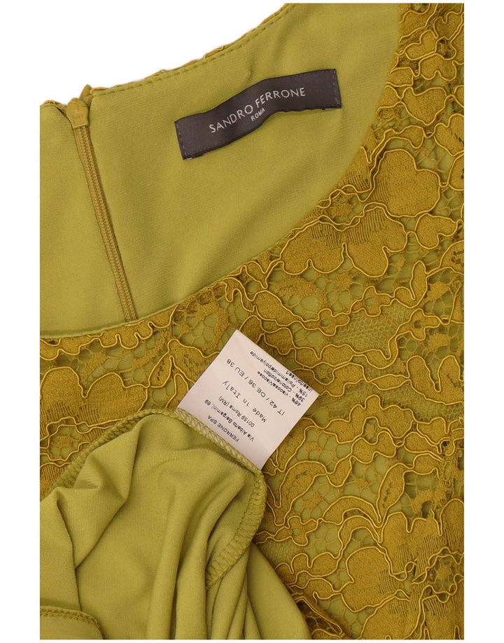 Sandro Ferrone Robe trapèze sans manches pour femme IT 42 Jaune moyen fleuri
