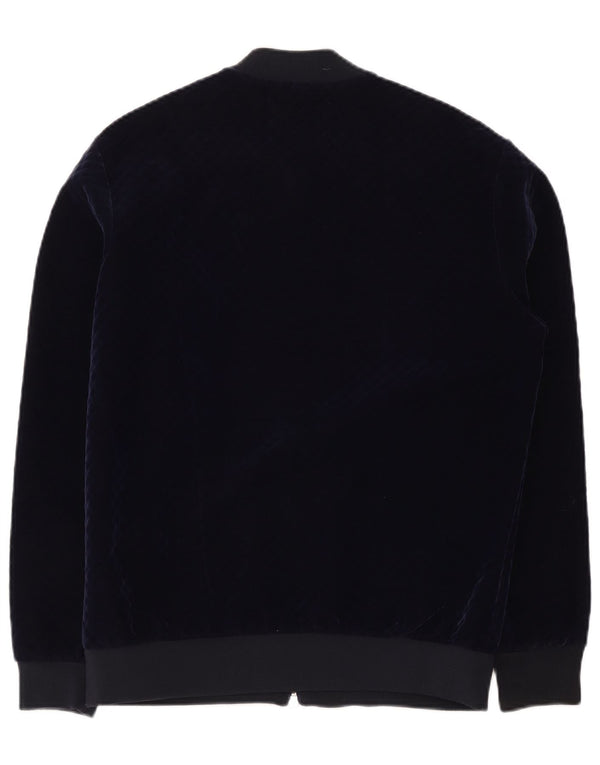 Zara Veste bomber en velours pour homme UK 40 Large Bleu marine Polyester